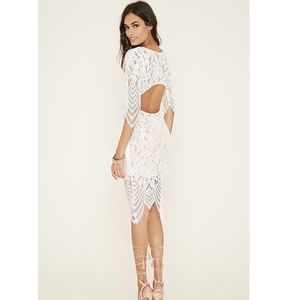 Forever21 white eyelash lace midi dress NWOT